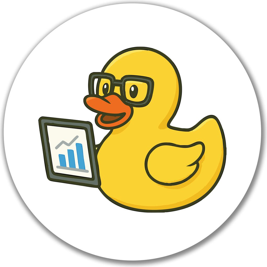 Huuraa Aufkleber Quietscheente Datenanalyse Comic Gummiente 10cm rund Sticker Geschenkidee