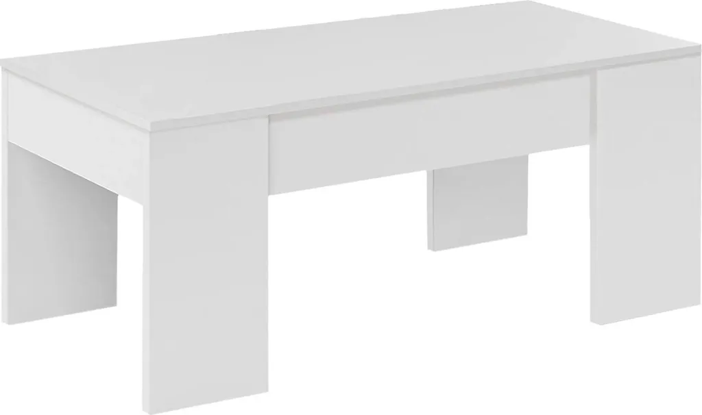 Tavolino Salotto Elevabile Dmora Almas 100x50 cm Bianco Lucido