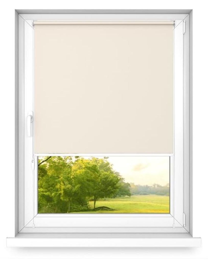 Time4blinds - Verdunklungsrollo ohne Bohren - Ecru - Rechts, 1000x1200mm