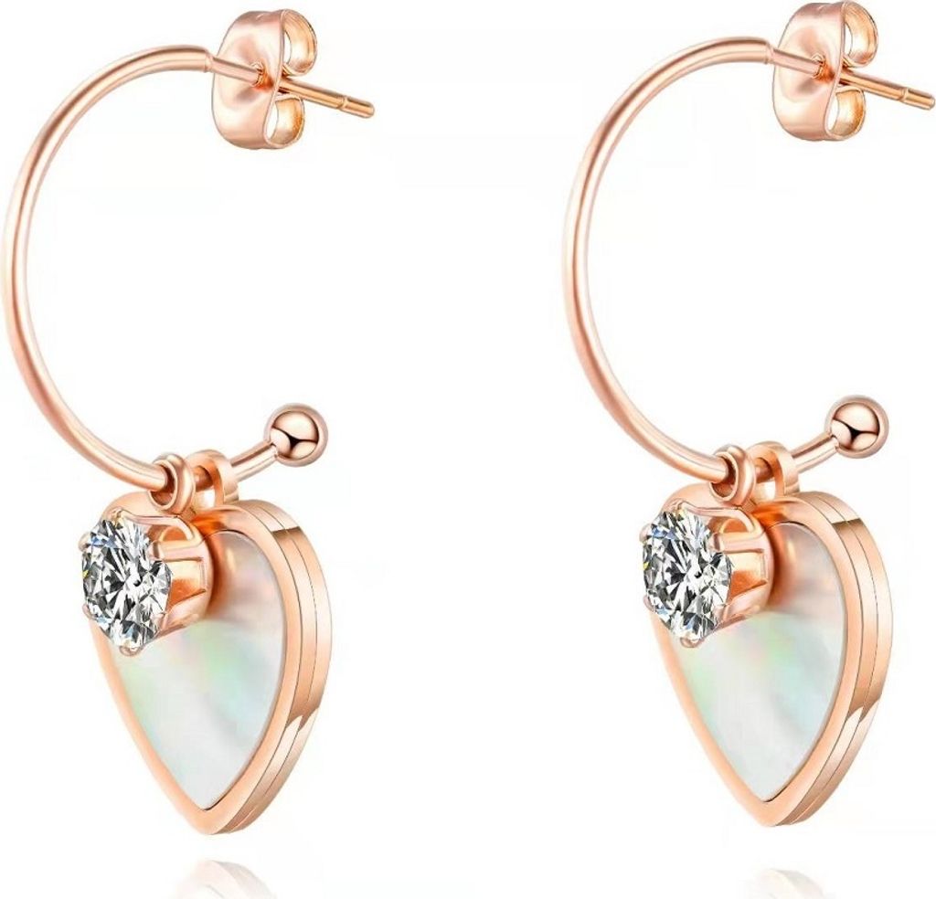 Elegante Amalia Ohrringe in Gold und Rosa – Rhodiniert und KP15258