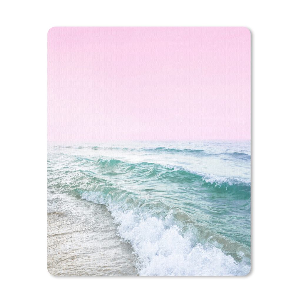 MuchoWow Mauspad Mousepad Meer - Wellen - Rosa - Natur 19x23 cm - Mousepads - Maus Mat - Pad - Mausunterlage - Mauspads - Spielen