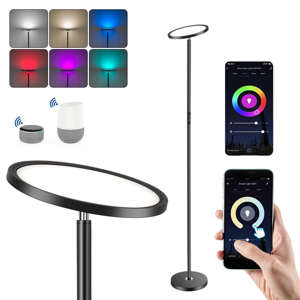 Smart LED Steh Lampe Dimmer Blätter RGB Stand Leuchte Fernbedienung Alexa Google 