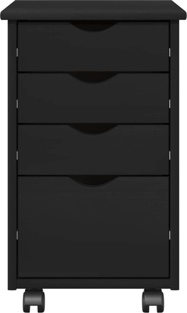 "2026 Aktion"Rollschrank - CLORIS - Küchenschrank - Schrank für Esszimmer - Mit Rad Schwarz 34x39x56cm Massivholz Kiefer - Kommoden NeuMöbel7812881