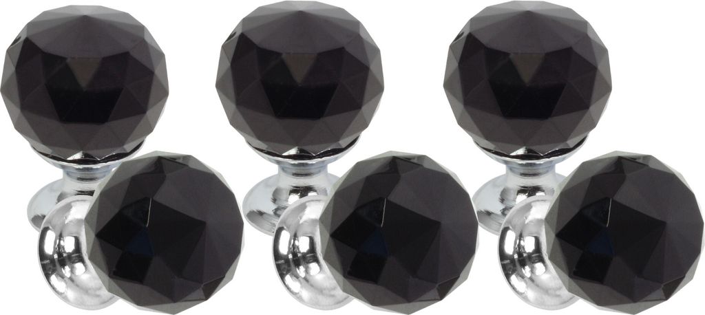 Domino Elegante Crystal Palace Möbelknopf 30mm in Chrom & Schwarz |Kristallknöpfe, Robustes Glas-Design |Möbelknöpfe | Glamouröser Stil | Perf...