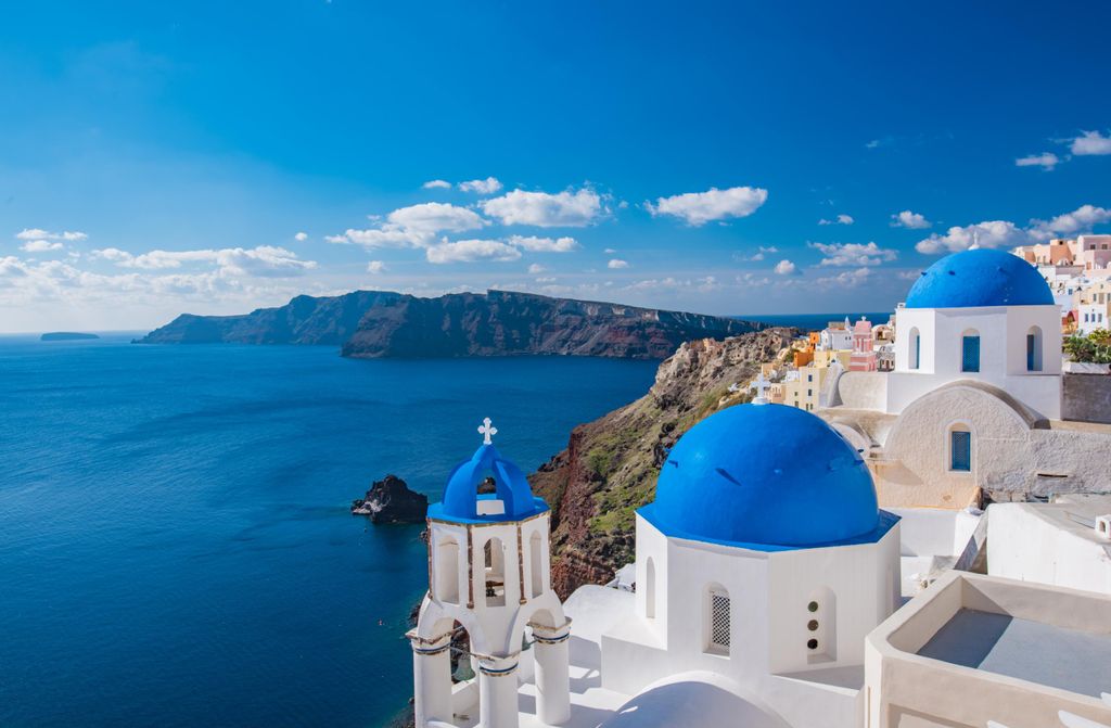hansepuzzle 100223 - Santorini Puzzle, 500 Teile, Reisen, 46,0 x 30,0cm mit hochwertiger Aufbewahrung, Kartonbox und wiederverschließbarem Beutel