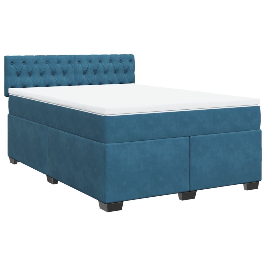 Maison Exclusive - Boxspringbett mit Matratze Blau 160x200 cm Samt