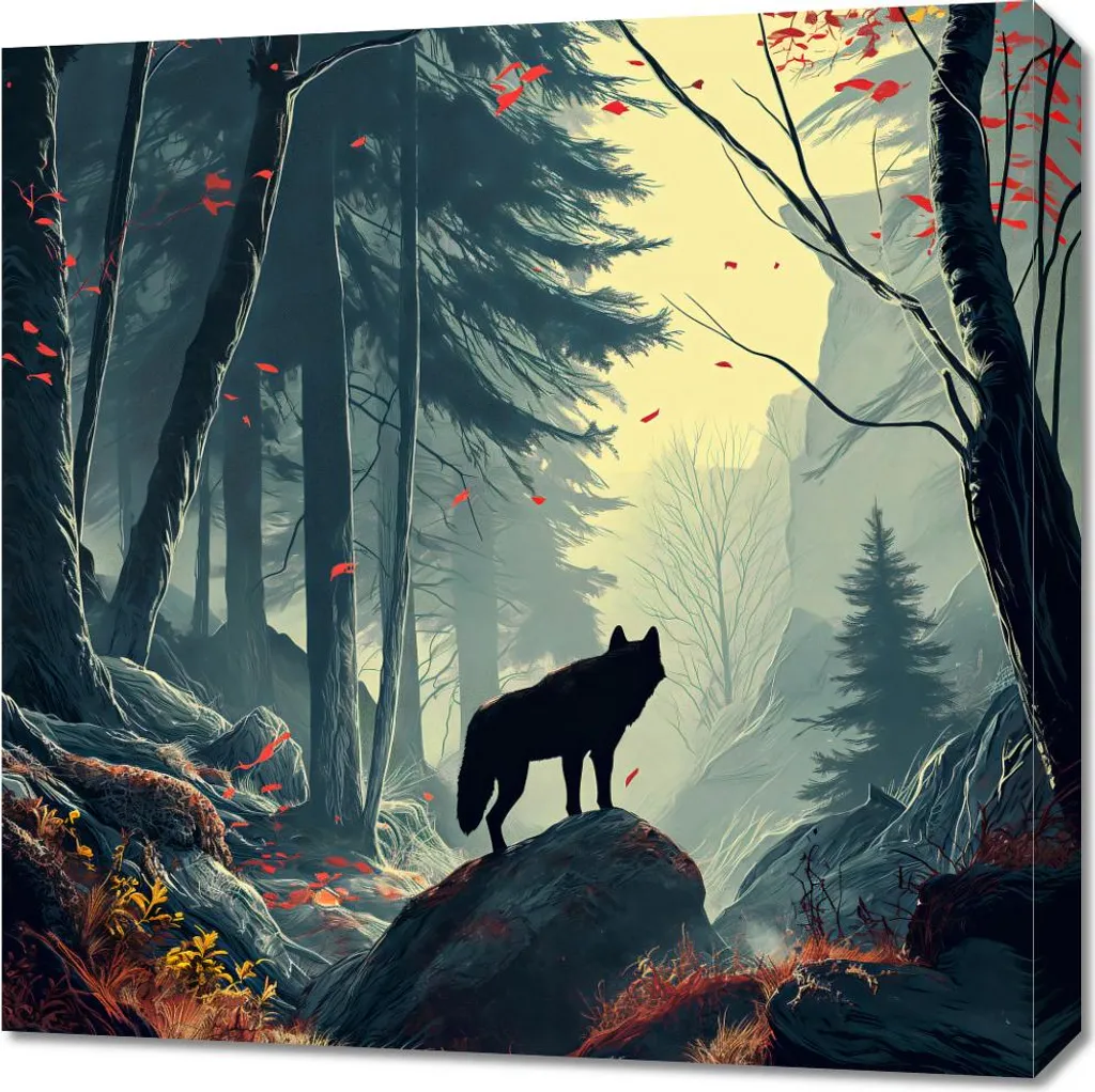 Tableau Forêt Wald Echoes 60x60 - Idéal pour Salon ou Bureau Apaisant