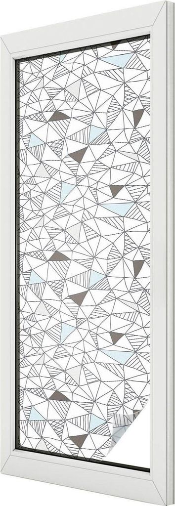 Buntglas Fensterfolie – 146x50 cm – Stained-Glass Design – blickdichte dekorative Sichtschutzfolie – selbstklebend, UV-Schutz – Abstrakte...