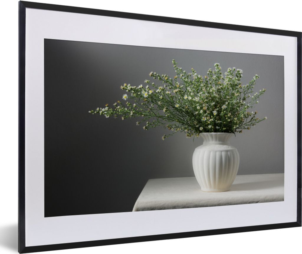 MuchoWow Gerahmtes Poster Stillleben - Vase - Blumen 60x40 cm - Poster mit Schwarzem Bilderrahmen Wandposter Rahmen Foto Bilder - Schlafzimmer - ...