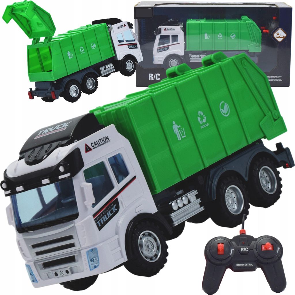 Lolex | Camion della spazzatura RC - 28 cm - Verde - Immagine del prodotto 