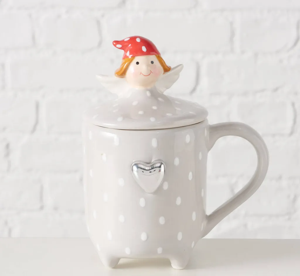 Mug MALENA 360ml con Coperchio - Design Moderno in Ceramica Bianca