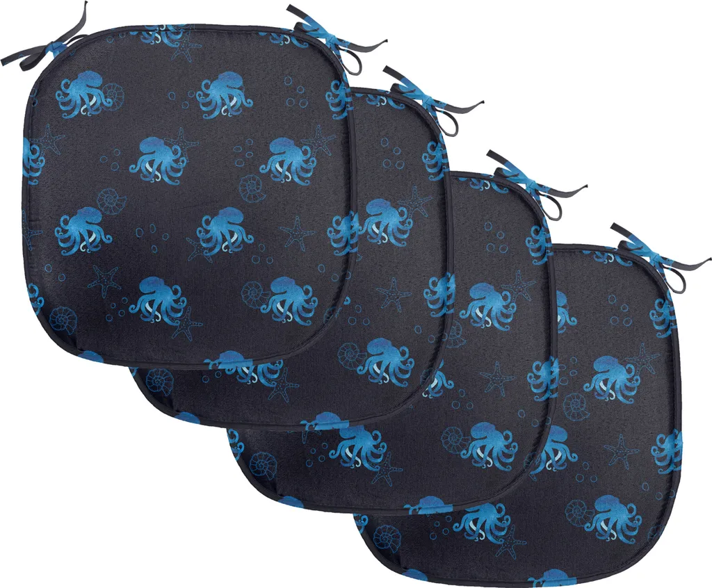 Cozyide Cuscini Per Sedie Da Esterno Impermeabili 4 Pezzi – 47x40 Cm Con Cinghie Regolabili – Blu Navy Per Giardino E Terrazzo - 2