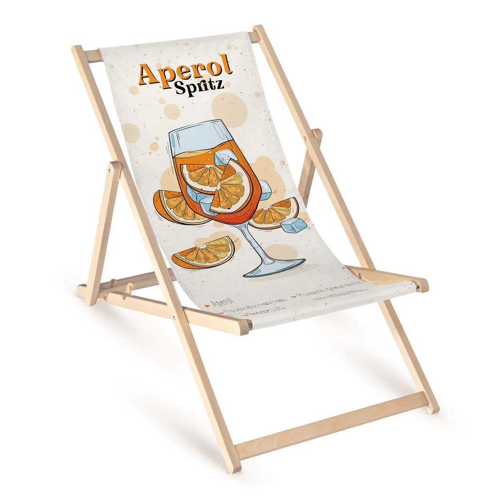 Skládací dřevěné lehátko „Aperol Spritz Creme“ – zahradní Obrázek produktu 