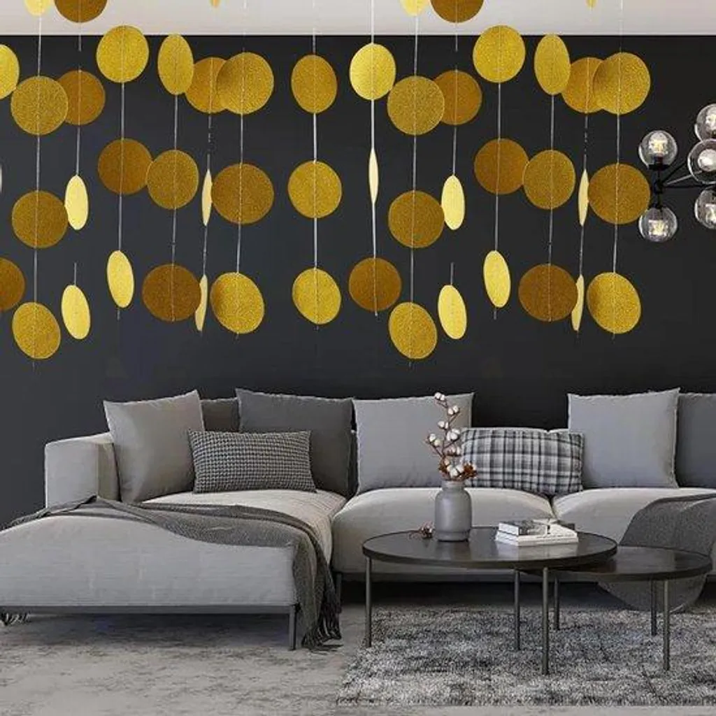 4m Banderoles Pailletées Dorées Rondes - Déco Rapide pour Anniversaire