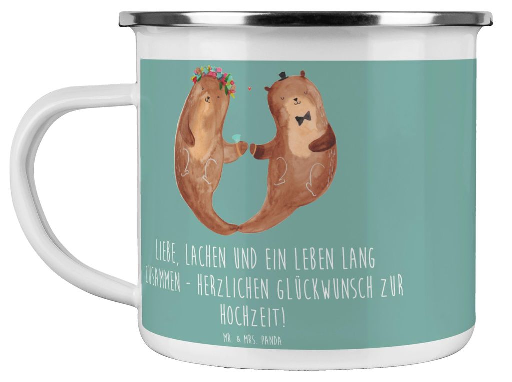 Mr. & Mrs. Panda Pott Hochzeit Liebe Lachen - Meeresbrise - Geschenk, ewige, becher emaille, Geschenke, Brautpaar, Kaffeepott, Tasse, Ceremonie, He...