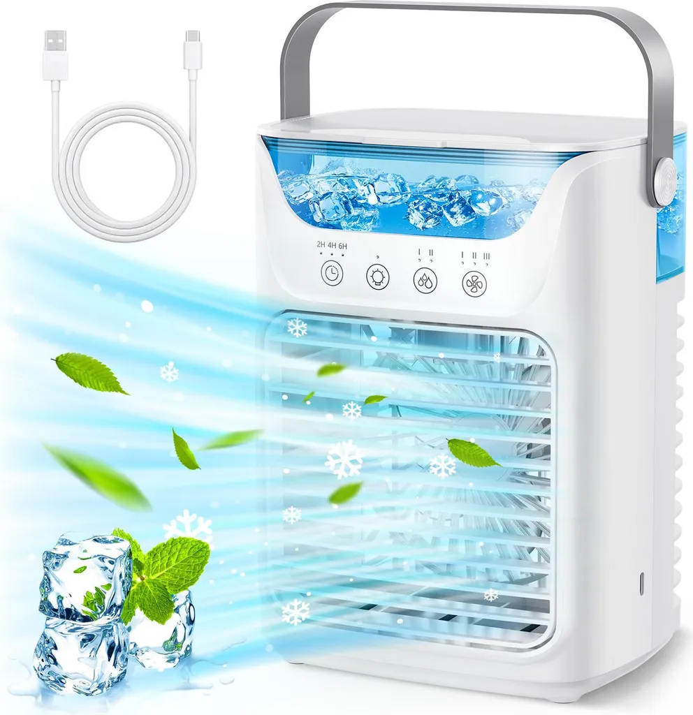 Rafraîchisseur d'air portable 700ml avec 2 brumisateurs et 3 vitesses
