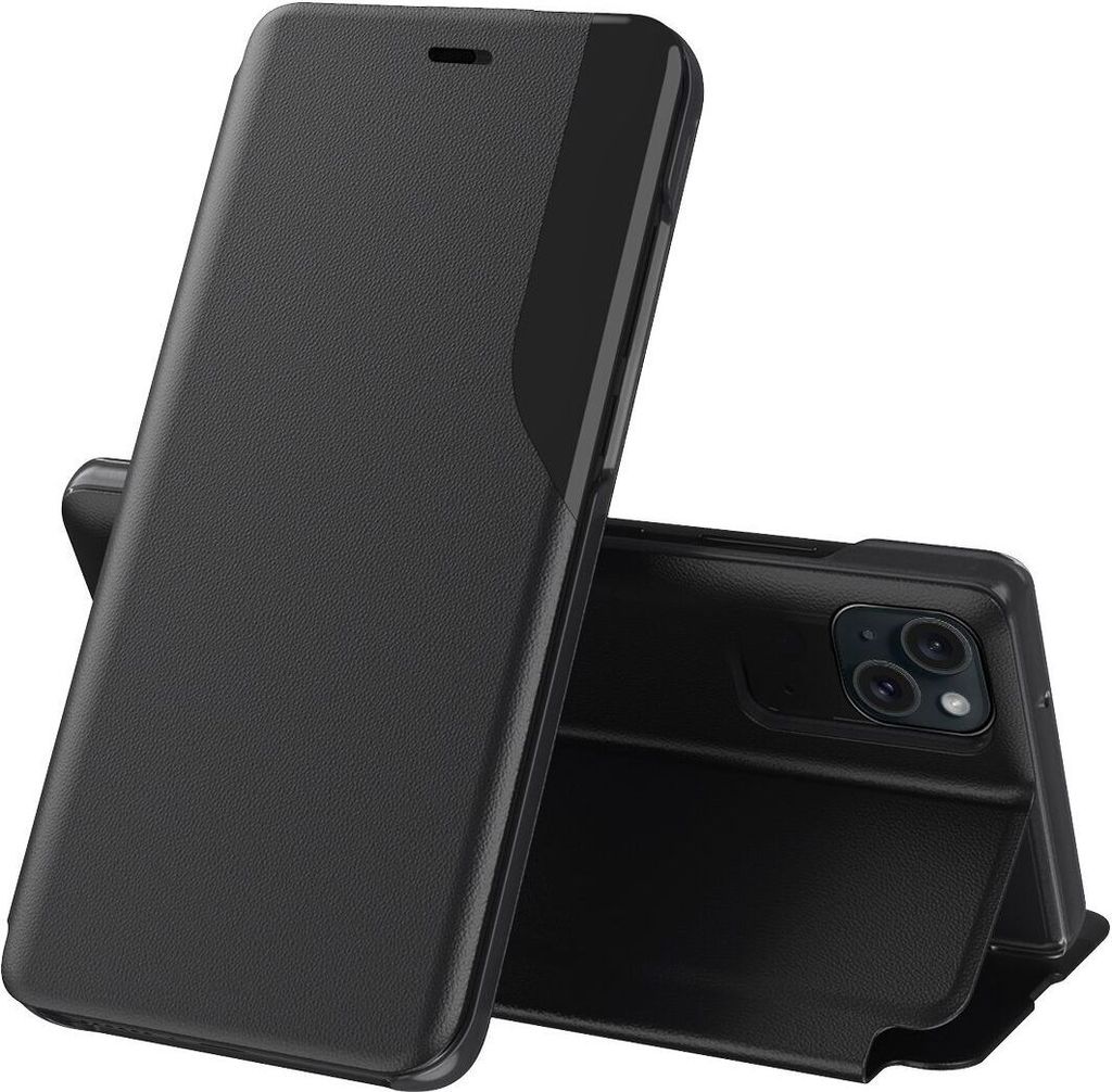 König Design Hülle kompatibel mit Apple iPhone 15 Pro Kunstleder Handyhülle - Handy Case Schwarz