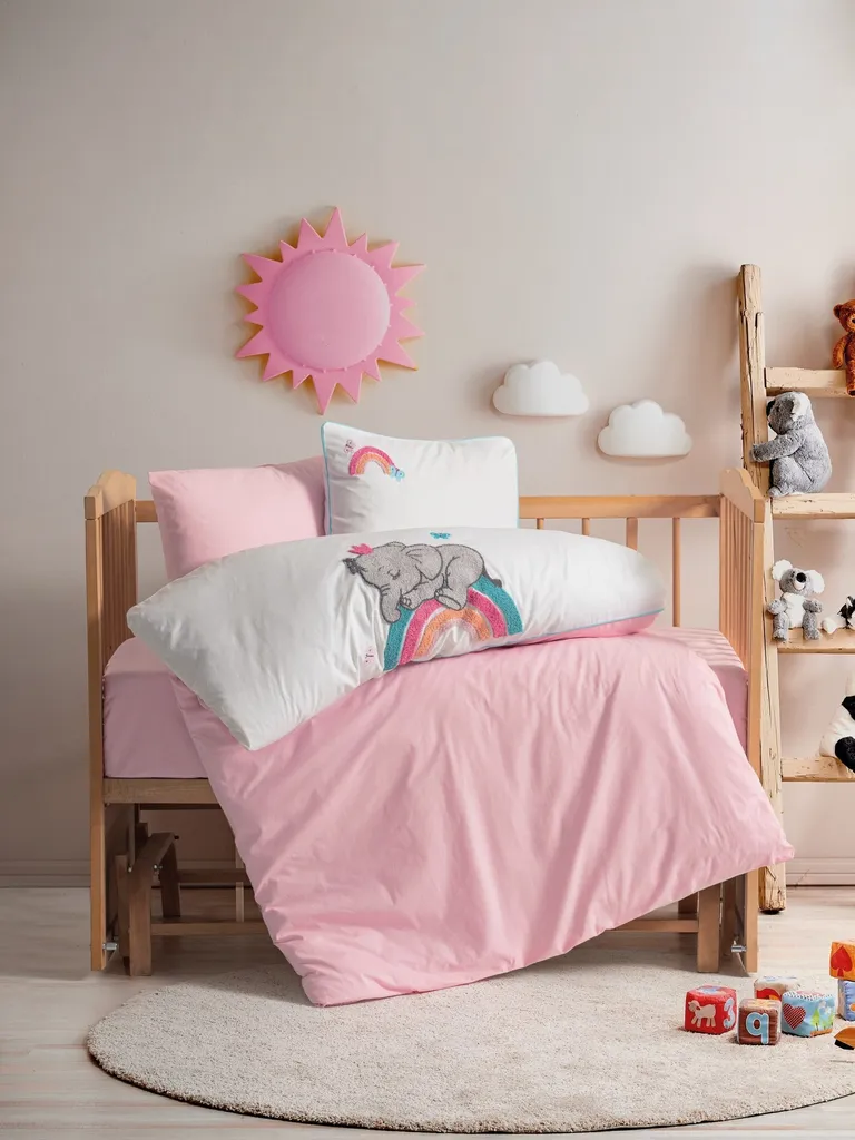 Parure de lit bébé en coton rose Lucky 100x150 cm L'Essentiel
