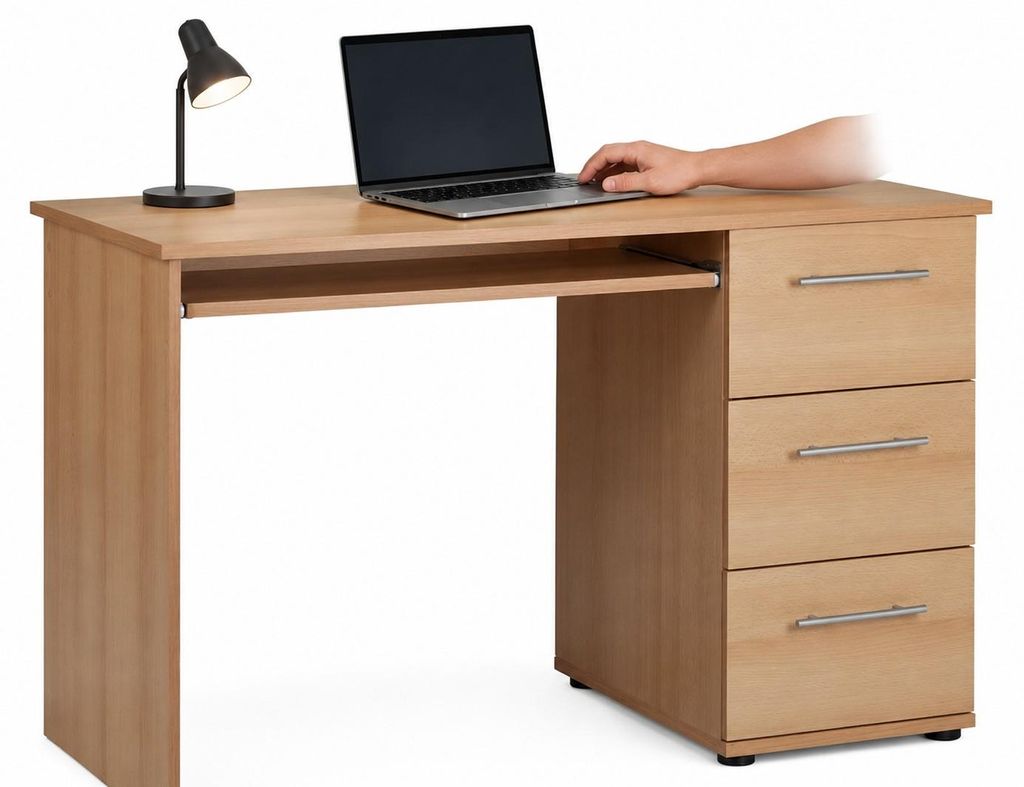 PC Tisch 115x56x73 cm Computertisch Buche Nachbildung Produktbild 