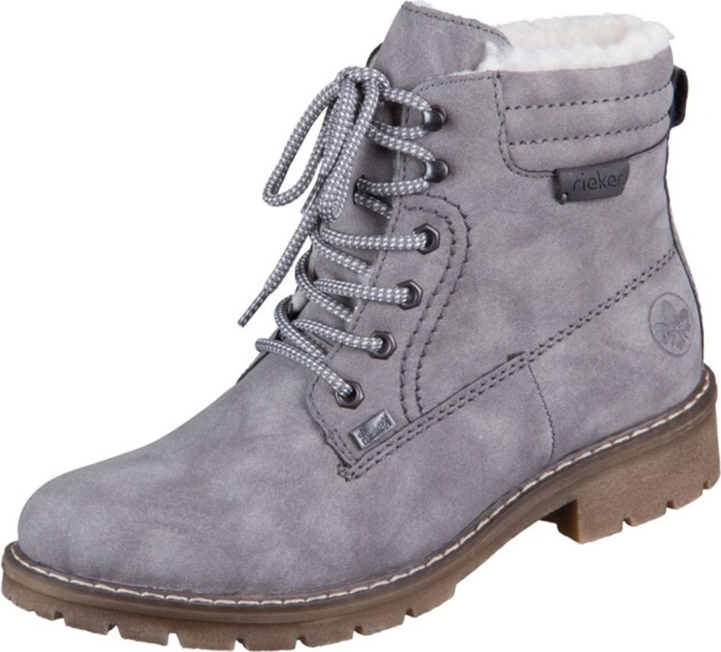 A single gray boot is shown against a white background.