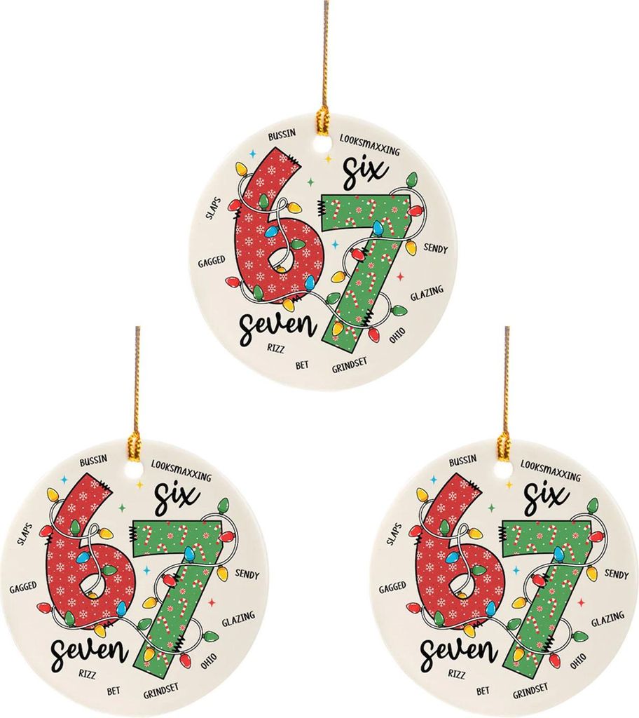 Weihnachtsmann sagt „Six Seven“ – Acryl-Weihnachtsbaumschmuck mit einzigartigem Spruch – Festliche Hängedekoration