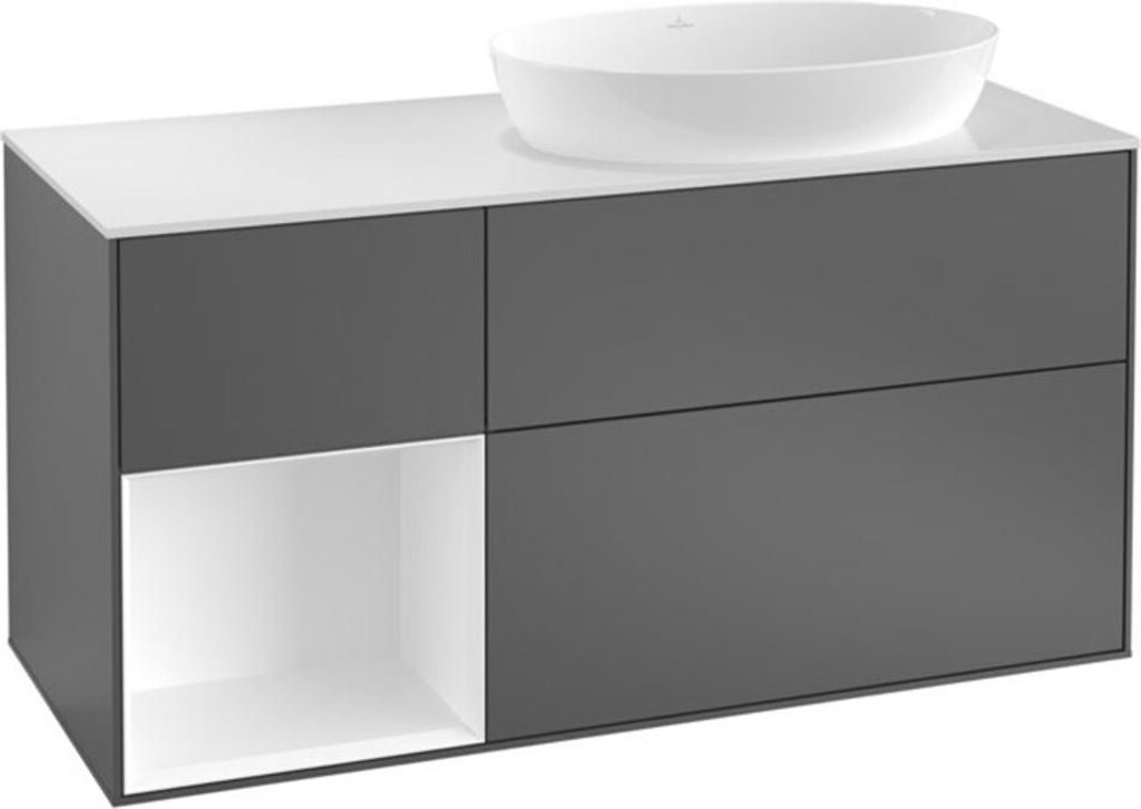 V&B Waschtischunterschrank Wandbeleuchtung Finion 120cm, Pl b m, Rg si G m Lac, Anthrac. m