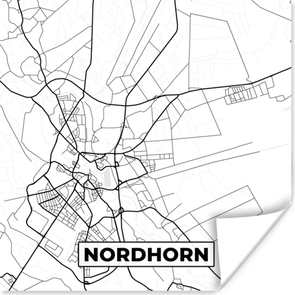 MuchoWow Poster Nordhorn - Karte - Stadtplan - Karte 30x30 cm - Wandposter - Printing