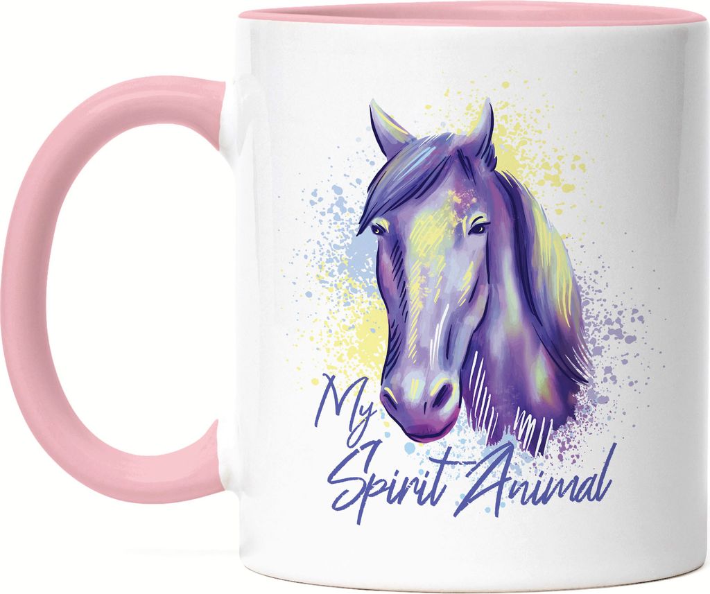 My Spirit Animal Tasse Rosa Pferde Pferdekopf Hengst Reiten Weihnachten Tier Spirit Pferdeliebhaber Pferdeflüsterer