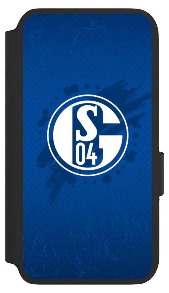 NIVOCASE Klapphülle für Samsung Galaxy S22 Handyhülle aus Kunst Leder NIVOflip schwarz Bundesliga FC Schalke 04 Offizielles Lizenzprodukt