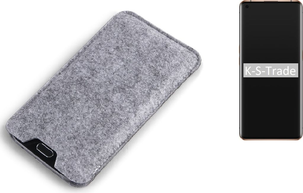 K-S-Trade Filz Handyhülle kompatibel mit Oppo Find X2 Pro Schutzhülle Filztasche Filz Tasche Case Sleeve Handy Hülle Filzhülle grau