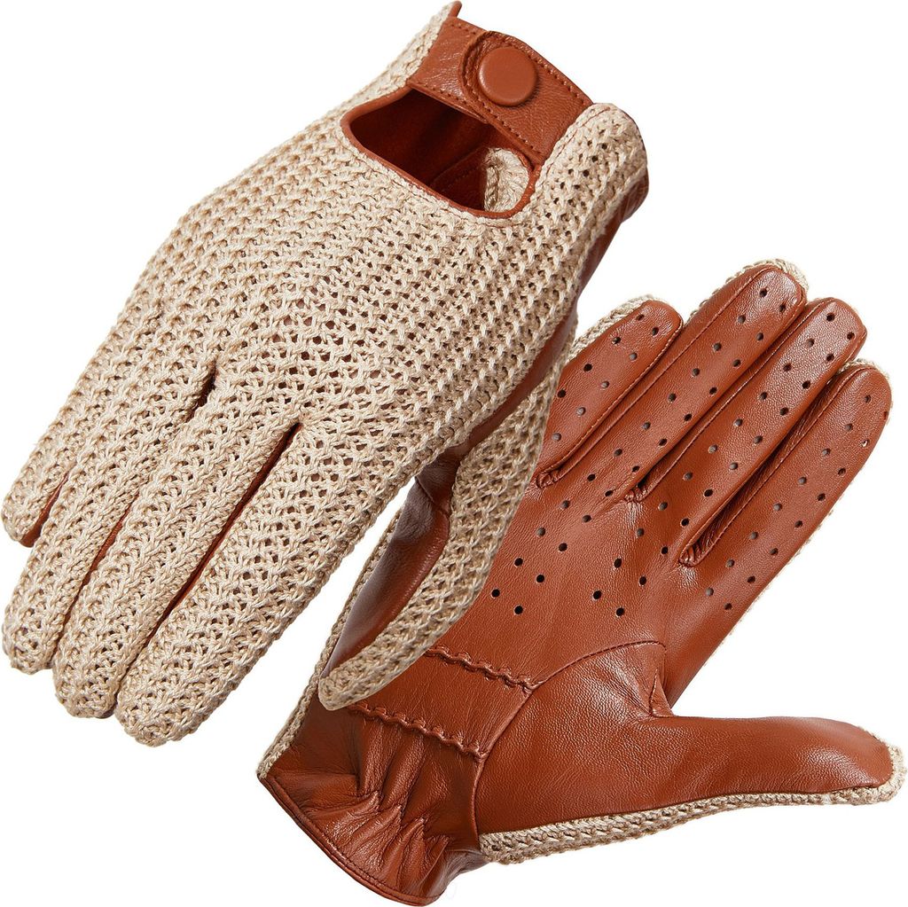 Herren Gestrickte Ziegenleder-Touchscreen-Handschuhe fuer das taegliche Motorradfahren