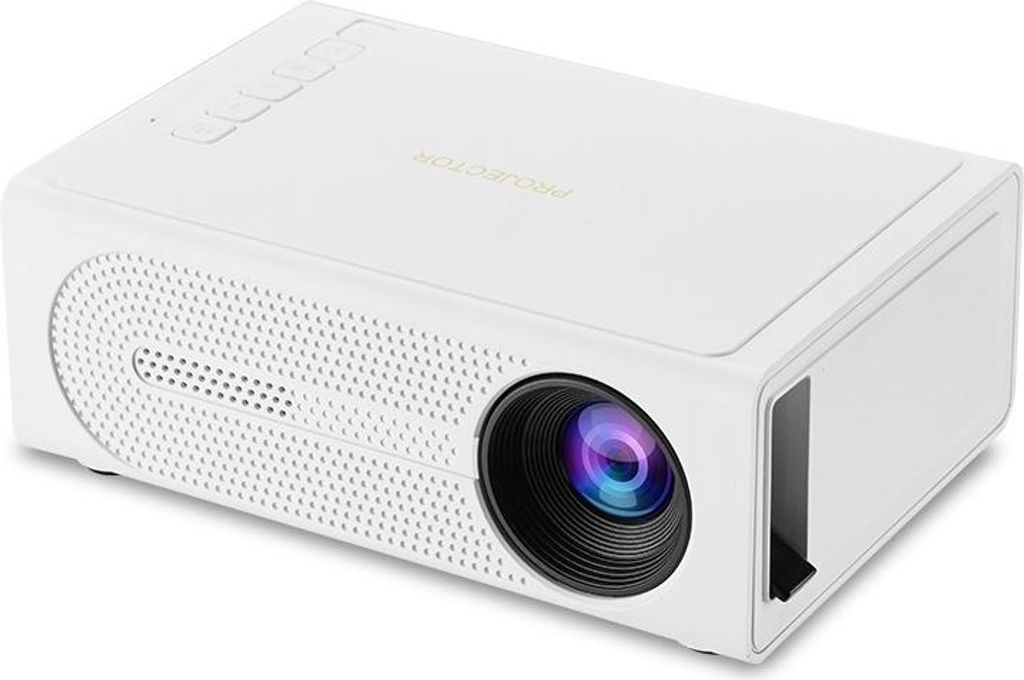 INF Mini Beamer: Tragbarer Heimkino Projektor mit HDMI, USB & TF Anschluss Weiß