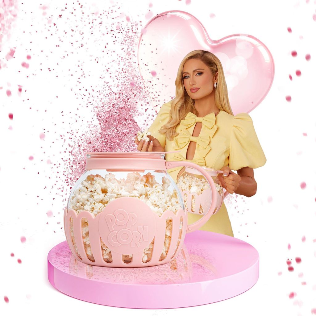 Paris Hilton  Popcornmaker aus Borosilikatglas und Produktbild 