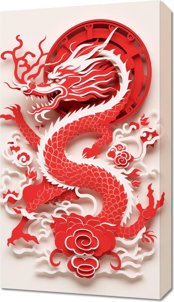 Bild 40x70cm Roter Drache