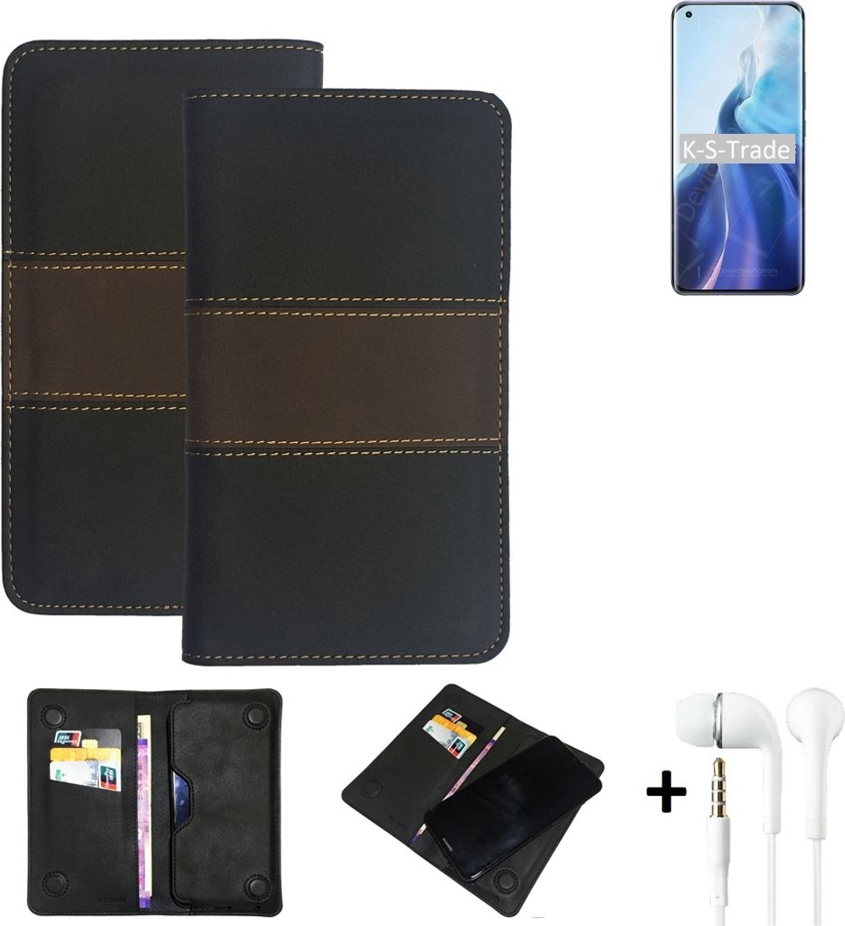 K-S-Trade Handyhülle + Kopfhörer kompatibel mit Xiaomi Mi 11 Ultra Schutzhülle Walletcase Bookstyle Tasche Schutz Case Hülle Wallet Cover