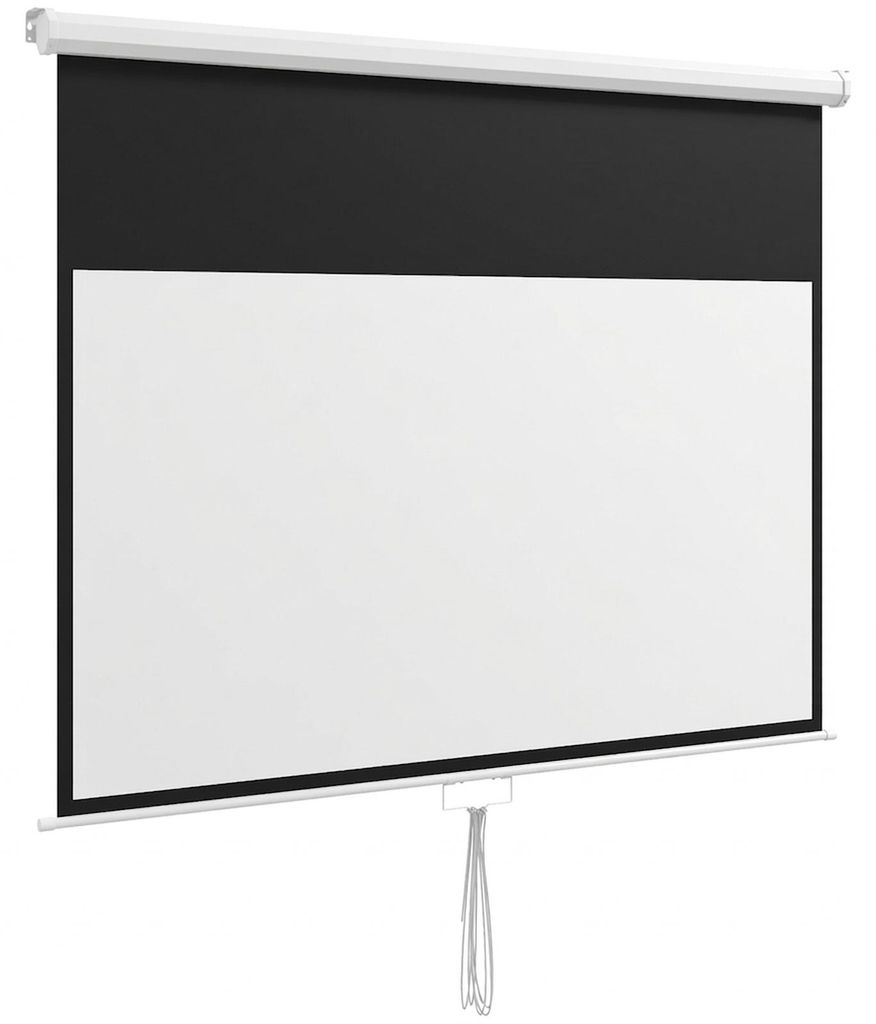 Beamer-Leinwand 80 Zoll motorisiert 16:9 Wand-/Deckenmontage 4K Ultra HD 160° Betrachtungswinkel dreilagig WeiØ 187 x 8 x 150 cm