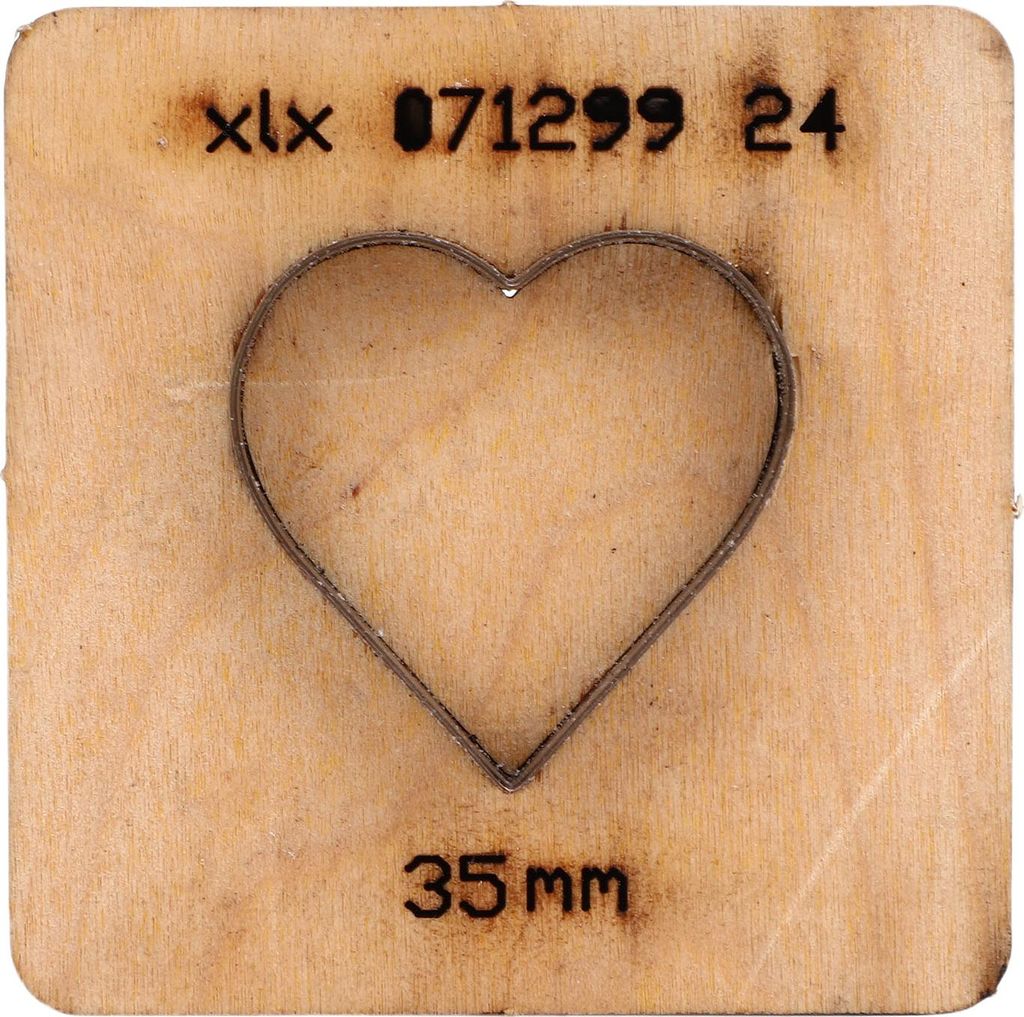 Herzförmige Stanzform für Leder, 35 x 35 mm, aus legiertem Stahl, zum Lochen von Leder, z. B. für Geldbörsen, Gürtel, Karton, Gummi und Ton.