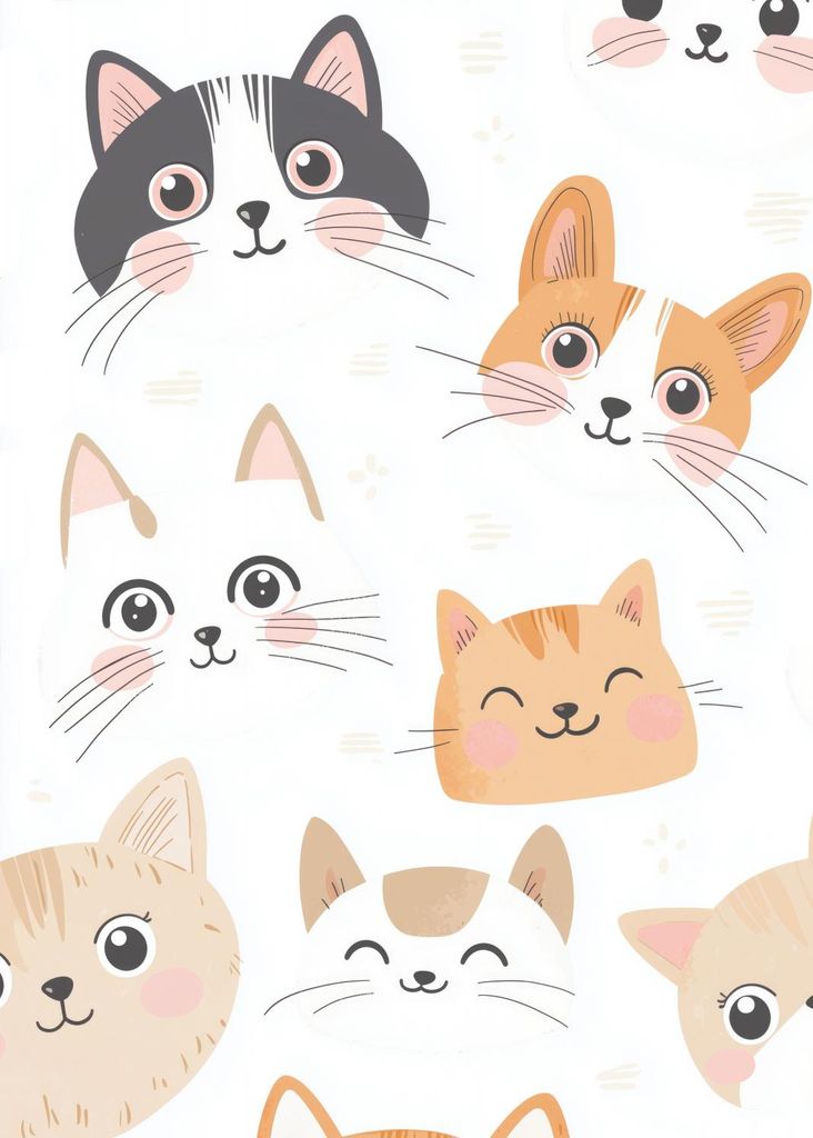 Plakat 50x70cm Muster für Kinder, Mädchen und Jungen - Katzen