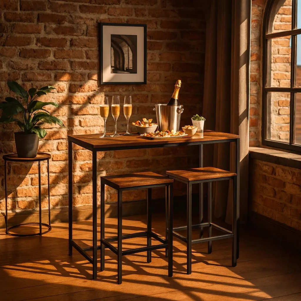 Ensemble bar gain de place avec table et tabourets pour petit espace