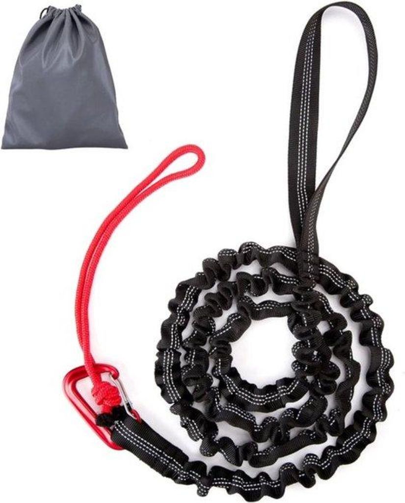 Kinder-Trektouw, Bungee-Sleepkabel, 1,7-3 m, 200 kg, für Fahrrad, Mountainbike, mit Tasche, schwarz