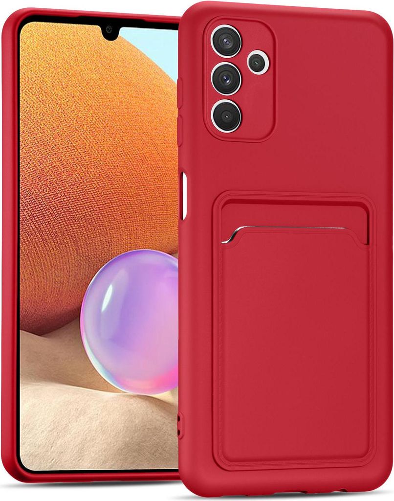 Handyhülle für Samsung Galaxy A13 5G / A04s Hülle Silikon Schutzhülle mit Kartenfach Slim Wallet Case, Rot