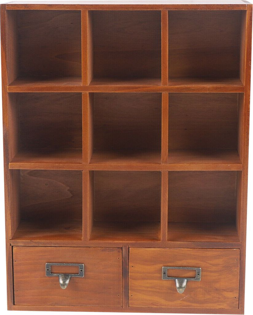 Vintage dřevěný regálový stojan s úložným prostorem a 2 Obrázek produktu 