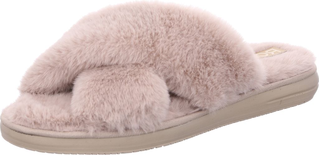 Rohde Damen Pantoffel Hausschuh Pantolette Plüsch Flauschstoff Lodi 7024, Größe:41 EU, Farbe:Braun