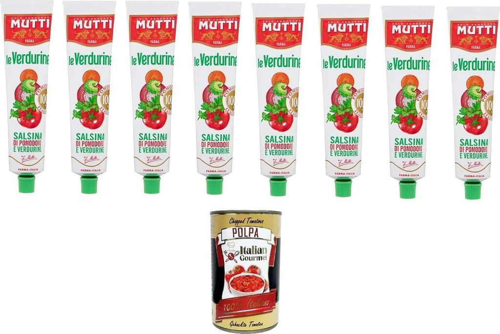 Mutti- Le Verdurine Salsina di Pomodoro e Verdurine Le Verdurin Tomaten-Gemüse-Sauce 8x 130 g+ Italian Gourmet Polpa 400g