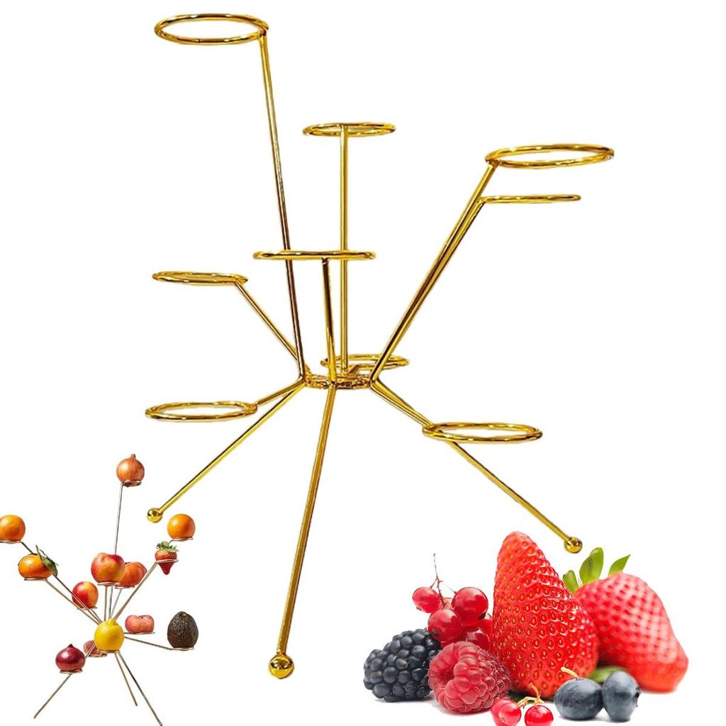 Metall Obstständer,Obstkörbe,Goldener Obsthalter mit runden Metallringen, Modernes Design, Ø 27 cm, Höhe 35 cm, für Wohnzimmer, Küche, Rezeption