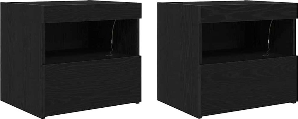 "Winter Sale" Nachttisch 2 pcs - Hohe Qualität - Schwarz Eichen-Optik 50 x 40 x 45 cm - Nachttische & -schränke Designermöbel 510211