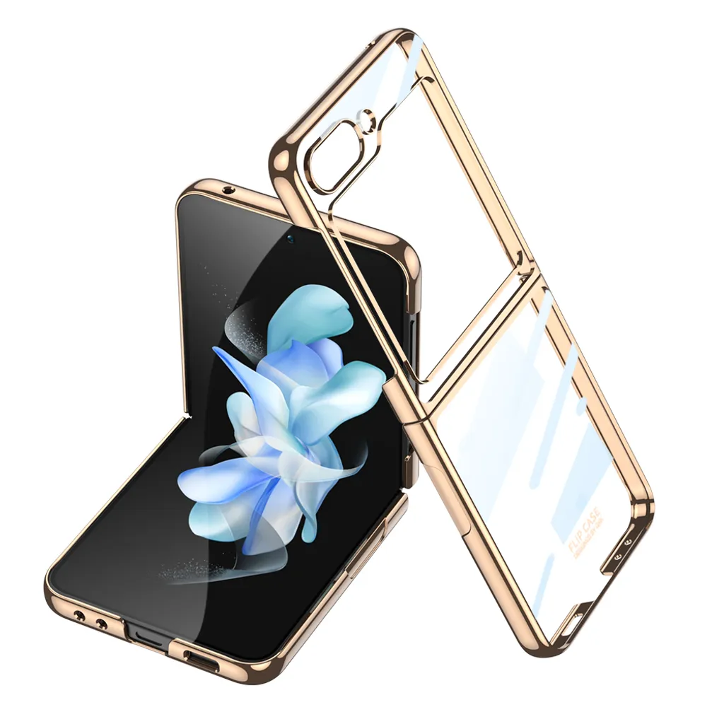 Custodia Z Flip 5 Oro e Trasparente - Cover Rigida Anti-Urto Lusso