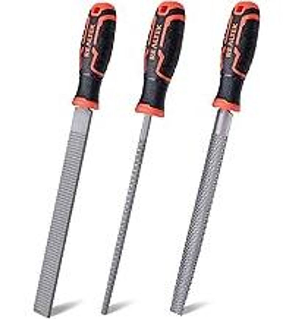 REALTEK Holzraspel Set 3tlg. inkl. Flachfeile Halbrundfeile Rundfeile, Klinge 200mm lang, Holzfeilen Feilen Set für Holzbearbeitung, Heimwerken, H...