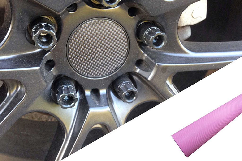 4x Alufelgen Felgen Naben Deckel Design Folie Carbon Rosa für viele Fahrzeuge