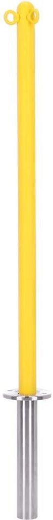TIBU Absperrpfosten Edelstahl Gelb mit Bodenhülse Eckpfosten Ø 42,4mm als Kettenpfosten Sperrpfosten Parkpfosten